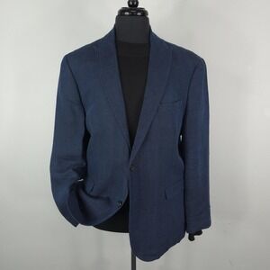 Joseph Abboud Blazer Mens XL Navy Blue 100% Linen 2 Button Sport Coat Jacket